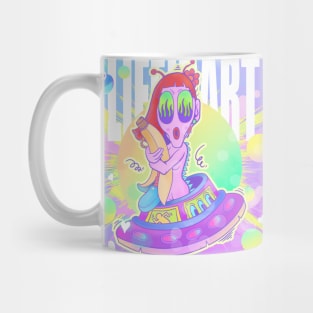 Dope Life is art alien in spaceship floating illustration Mug